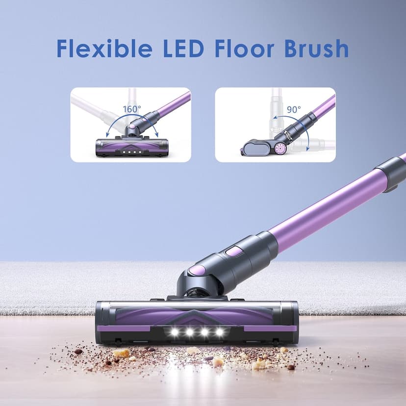 Lubluelu Cordless Vacuum Cleaner, 25Kpa Brushless Vacuum Cleaner, Cordless Vacuum with LED Display Screen, 6 in 1 Stick Vacuum for Pet Hair Carpet Hard Floor