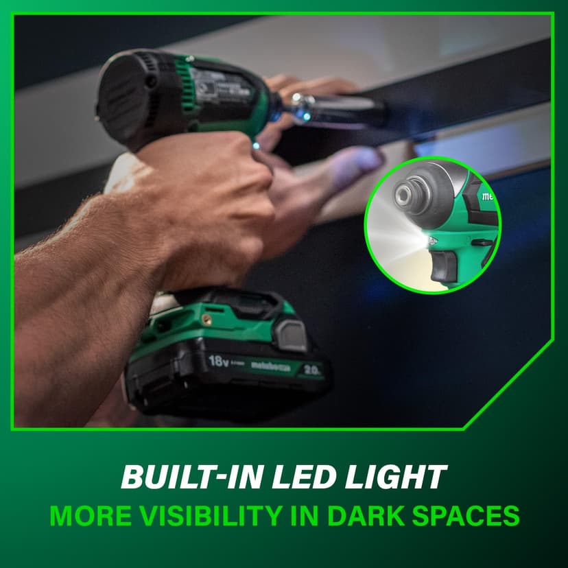 Metabo HPT 18V MultiVolt Cordless Brushless Driver Drill & Impact Driver Combo Kit, Power Tool Kit, 2 Lithium-Ion Metabo HPT Batteries and Charger, High Torque, Compact Lightweight Design, KC18DEXQB