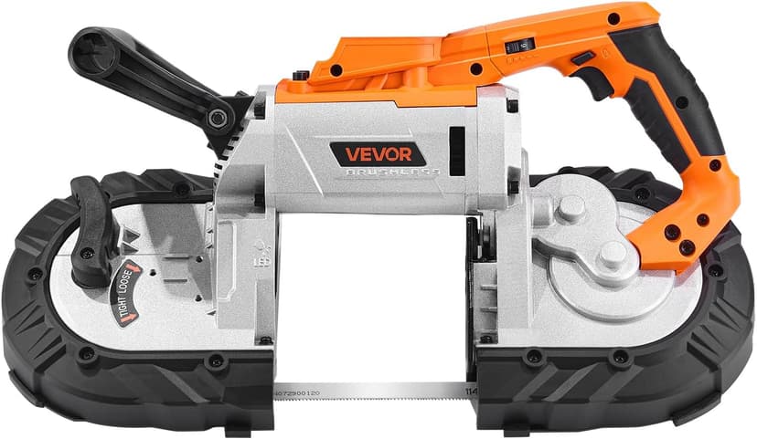 VEVOR 20V Portable Band Saw, 5 in Deep Cut, 360W Cordless Compact Bandsaw with Brushless Motor, Adjustable Speed, for Cutting Metal, Wood, Compatible with Makita Batteries (Bare Tool Only)