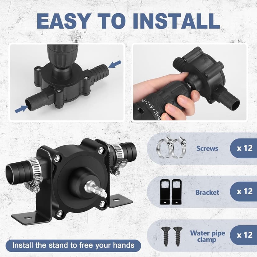 6 Pack Electric Drill Pump Portable Water Transfer Pump, Hand Drill Pump Self-priming Transfer Pump for Water Oil Gasoline Fuel
