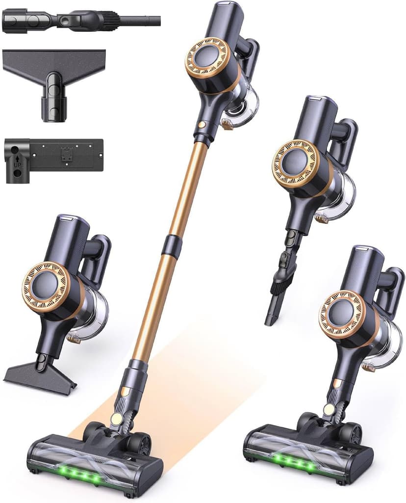 Cordless Vacuum Cleaner, 30Kpa Stick Vacuum with Anti-Tangle Brush and Upgraded Green Light, Vacuum Cleaner for Home, Wireless Vacuum for Pet Hair, Carpet, Hard Floor