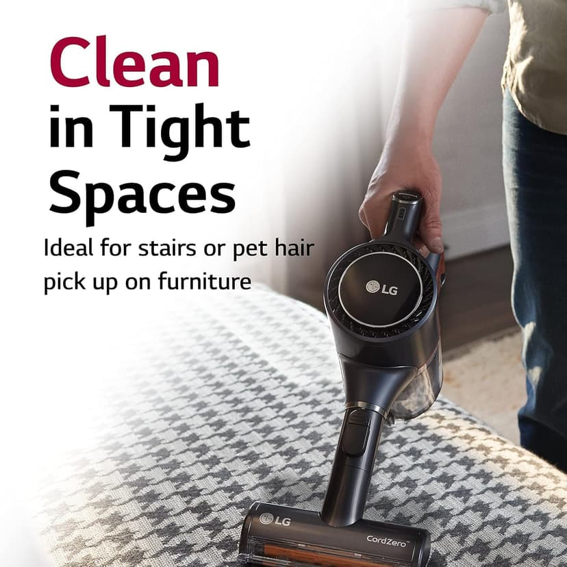 LG CordZero Cordless Vacuum, Lightweight, Powerful Suction for Pet Hair, Hard Floors, Carpet & Furniture. 2 Batteries for 100 Min Run Time, 10-Year Motor Warranty, A916BM (Renewed)