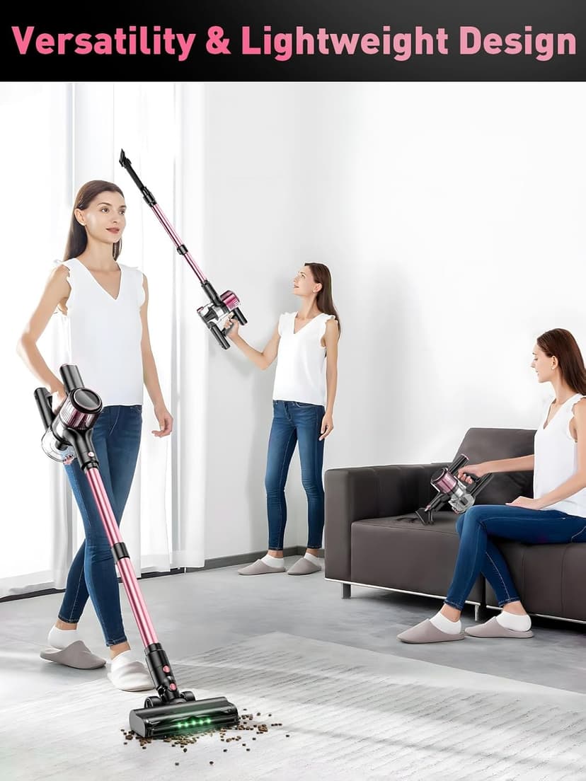 Cordless Vacuum Cleaner, 8 in 1 Vacuum Cleaner for Home with LED Display, 3 Suction Modes, Anti-Tangle Brush, 45mins Runtime Lightweight Stick Vacuum for Home Hardwood Floor, Pet Hair, Carpet