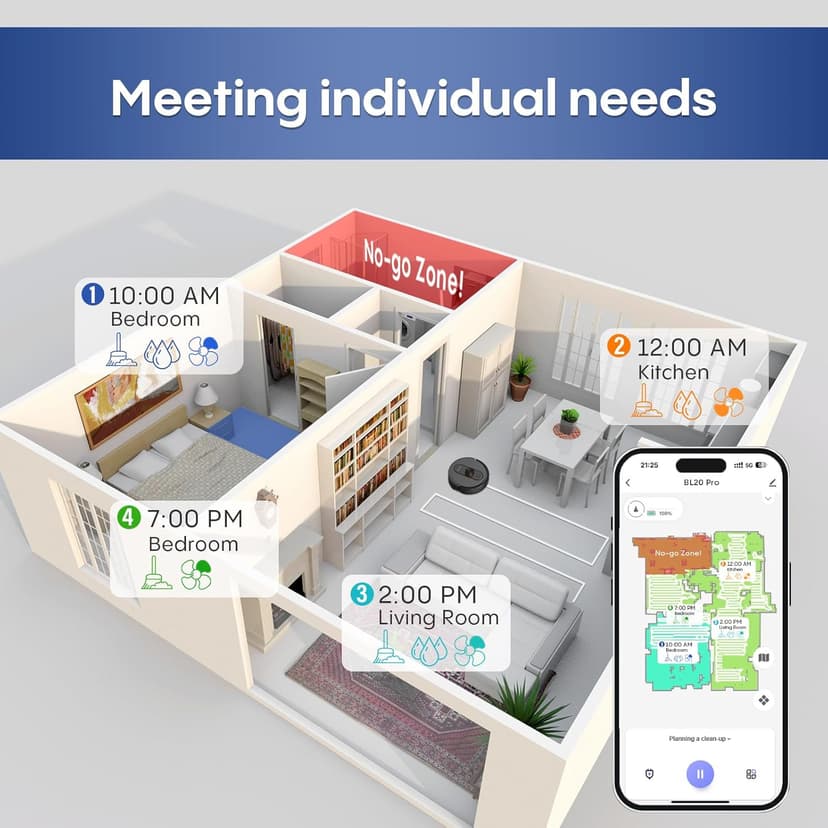 Robot Vacuum and Mop Combo,Robotic Vacuum Self Emptying,Home Mapping, Schedule,No-Go Zones,Wi-Fi/App/Alexa,Perfect for Pet, Hard Floors, Carpet