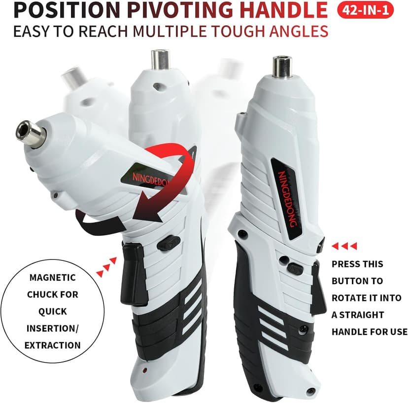 Electric Cordless Screwdriver Set, power-screw-guns，Rechargeable Cordless Power Tool with Carrying Case and Bits (white)