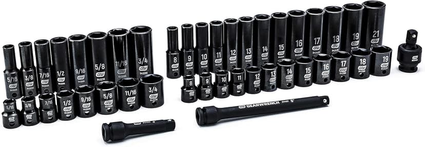 GEARWRENCH 44 Pc. 3/8" Drive 6 Point Standard & Deep Impact SAE/Metric Socket Set - 84916N