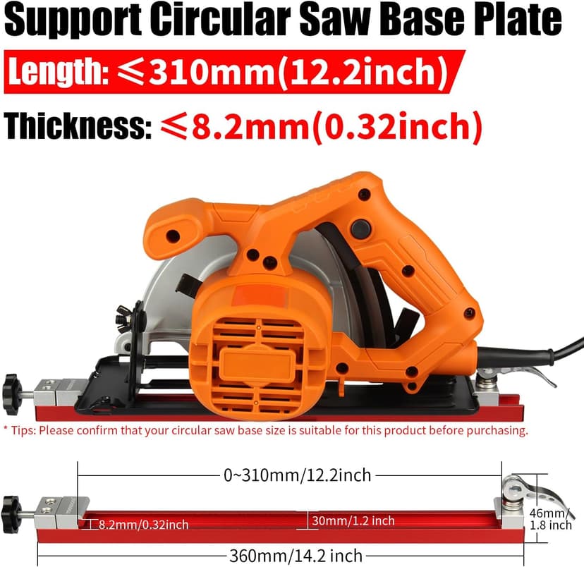 TOOLCOOL Circular Saw Guide Attachment Aluminum Alloy Adjustable Cutting Guide Rail For Circular Saw Trimming Narrow Strips
