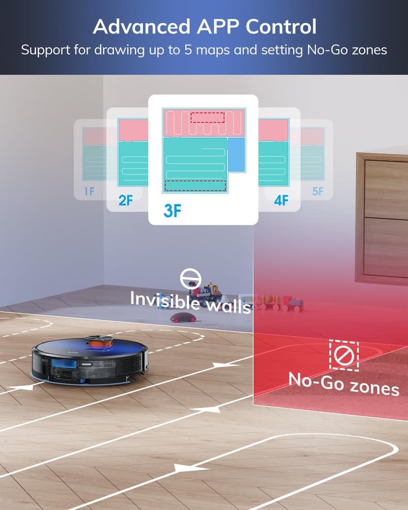 ILIFE Robot Vacuum and Mop Combo, Self Emptying for 60 Days of Cleaning, 3000Pa Suction and Lidar Navigation, Smart Mapping, Wi-Fi/App/Alexa Control, for Pet Hair Carpet Hard Floor, T10s
