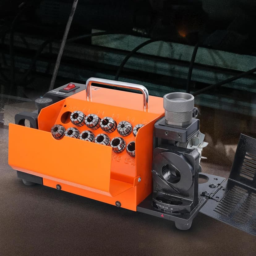 VEVOR Drill Bits Sharpener, 3-13mm Drill Bits Grinder Sharpener, Lip Relief Angle & 95°-135° Point Angle Adjustable Drill Bit Re-Sharpener, Portable Sharpening Machine with 11 Collets, CBN & SDC Wheel