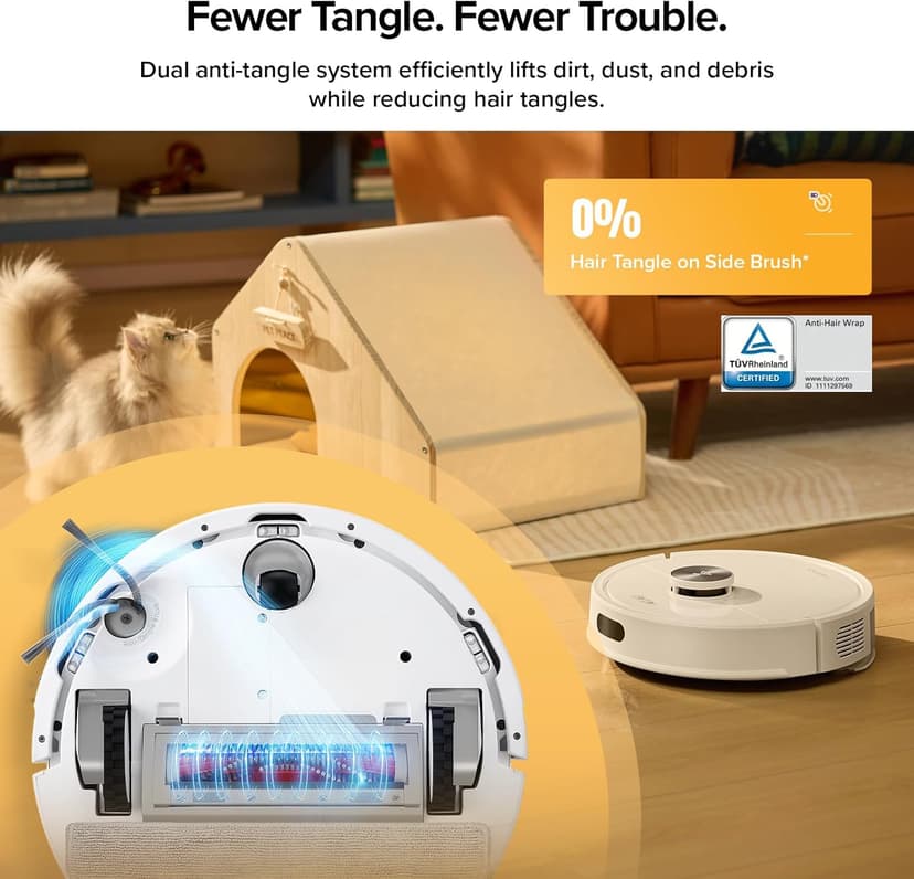 roborock Q7 M5+ Robot Vacuum and Mop, Upgraded from Q5 Max+, 7 Weeks Self-Emptying, 10000Pa Suction, Dual Anti-Tangle System, for Pet Hair & Carpet, PreciSense LiDAR Navigation, App Control, White