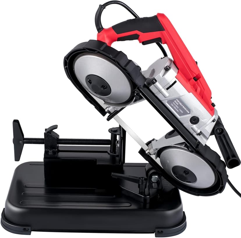 VEVOR Portable Band Saw, 110V Removable Alloy Steel Base Corded Band Saw, 5 Inch Cutting Capacity Hand held Band Saw,Variable Speed Portable Bandsaw, 10Amp Motor Deep Cut Band saw for Metal Wood