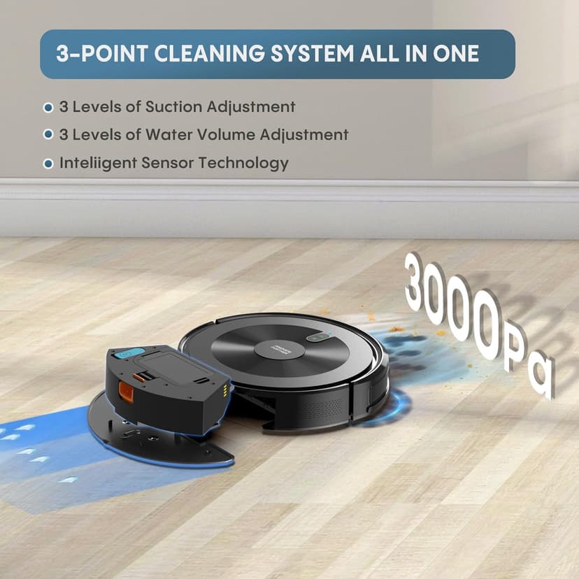 Robot Vacuum and Mop: 2-in-1 Robot Vacuum Cleaner 3000Pa Strong Suction & Tangle-Free & Alexa/APP Control & Self-Charging, Schedule Cleaning Robotic Vacuum for Pet Hair, Hard Floor, Carpet