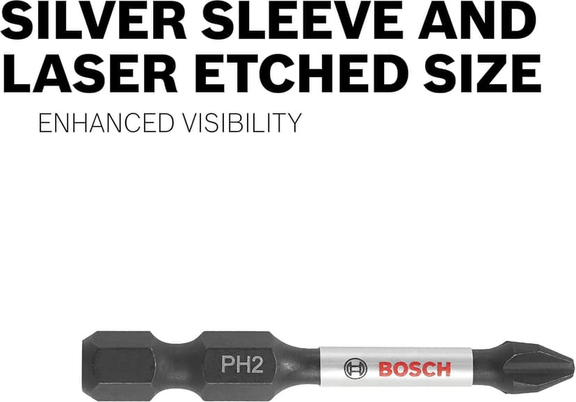 BOSCH CCSPHV208 8-Piece Assorted Set 2 In. Impact Tough Phillips Power Bits with Clip for Custom Case System