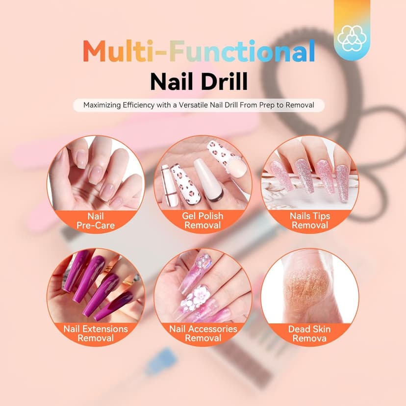 SAVILAND Electric Nail Drill Professional: 40000RPM Upgrad Nail Drill Kit 2025 Beautiful Gradient Sunset Color Scheme Nail D rill Machine Portable Nail File & Buffers Salon Use Manicure Pedicure