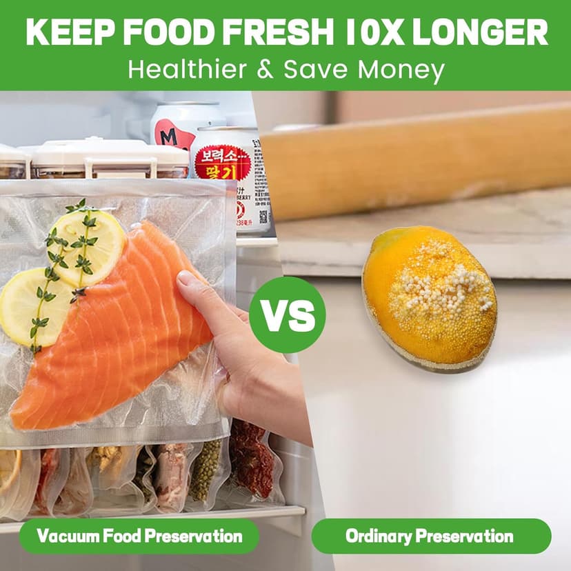85kpa Food Vacuum Sealer Machine,Vacuum Sealer For Food with Cutter, Full Automatic Bag Sealer,Dry Moist Fresh Modes,10 Pre-cut Bags and Accessory Hose,Black
