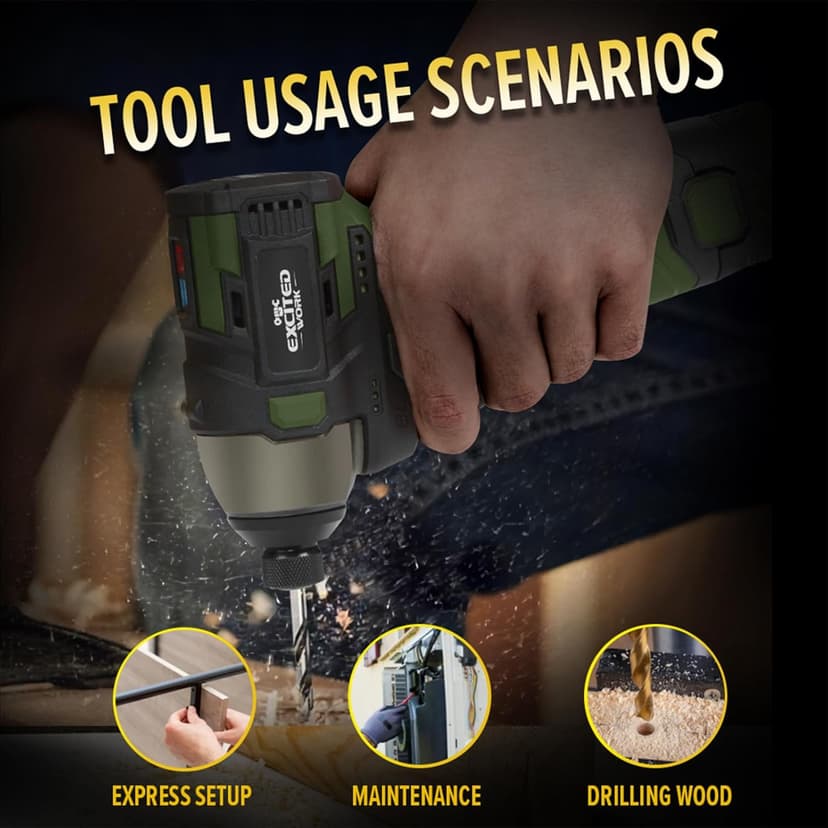 17V Brushless Screwdriver, 140Nm Cordless Impact Driver Set with 3 Adjustable Speed, 2 Batteries and Led Work Light