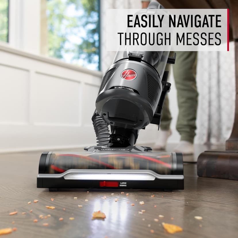 Hoover WindTunnel Tangle Guard Bagless Vacuum Cleaner, Corded Upright Vacuum, HEPA Media Filtration, Anti-Hair Wrap, Headlights, Swivel Steering, Corded Vacuum Cleaners for Home Use