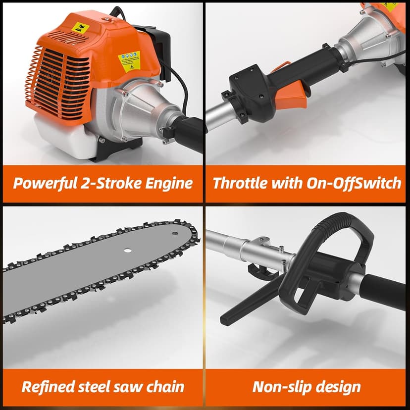 48CC Gas Powered Pole Saws,2-Stroke Gas Pole Saws for Tree Trimming with11.5in Cutting Bar,16 FT Extendable Pole Chainsaw Tree Trimmer
