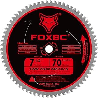 FOXBC 7-1/4 inch Circular Saw Blade Metal and Stainless Steel Cutting 70 Teeth