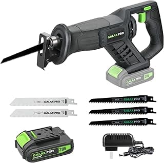 GALAX PRO Cordless Reciprocating Saw with 20V 2.0Ah battery, 0-3000RPM Variable Speed Power Reciprocating Saws with 7/8" Stroke Length,5pcs Zallsaw Blade for thin wooden board, soft metal Cutting