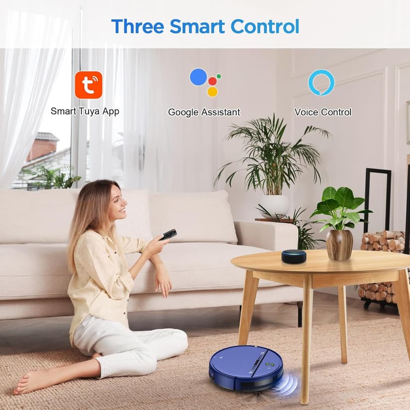 Robot Vacuum and Mop Combo, 2-in-1 Robot Vacuum Cleaner, Perfect for Pet Hair, Hard Floor and Carpet, Anti-Bump, Anti-Fall, App, Voice and Remote Control