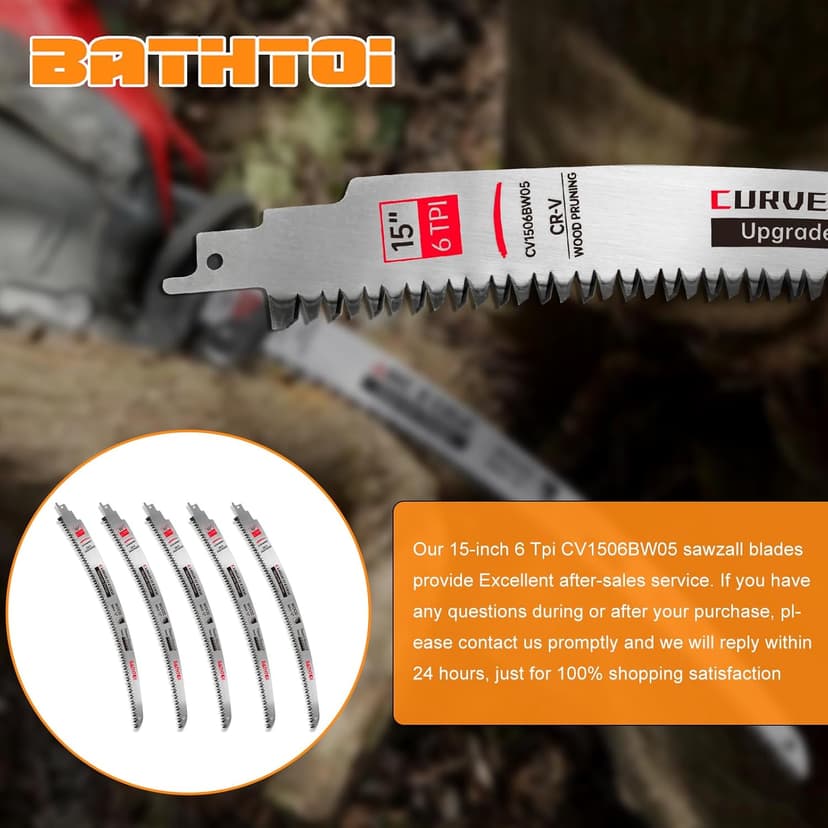 Sawzall Blades for Cutting Trees, 5 Pack 15 Inch 6 Tpi Japanese Teeth Reciprocating Saw Blades, Cr-V Wood Cutting and Tree Trimming Blades with Curved Edge and Fleam-Ground Teeth