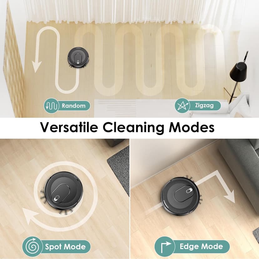 W6+ Robot Vacuum Cleaner,2800Pa Suction,720ml Large Capacity,120 Mins Runtime,Self-Charging Slim Robotic Vacuums,APP/Voice/Remote Control,No Entanglement Suction Port Ideal for Pet (Black)