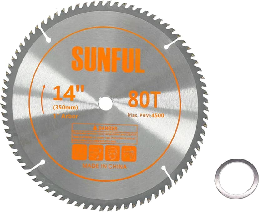 14 Inch Miter/Table Saw Blades 80T with 1 Inch Arbor Circular Saw Blade for Cutting Wood (14")