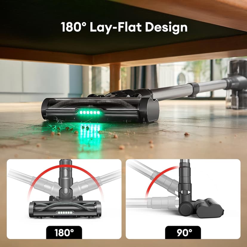Ultenic Cordless Vacuum Cleaner, 500W 45Kpa Stick Vacuum with Car Dashboard Screen, Tangle-Free Brush for Pet Hair, Max 45mins Runtime, LED Display Tools for Hard Floor, Carpet, Car Cleaning, U12