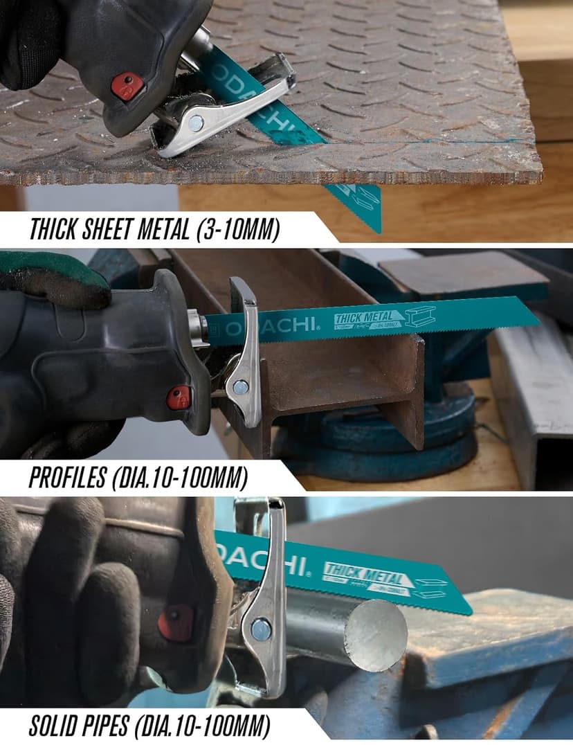 ODACHI Heavy Metal Cutting Reciprocating Saw Blades 9 Inch 14TPI Sawzall Blades for Pipe, Sheet, Rebar, Bi-Metal Sabre Saw Blades High Wear Resistance for Cutting 5 Pack