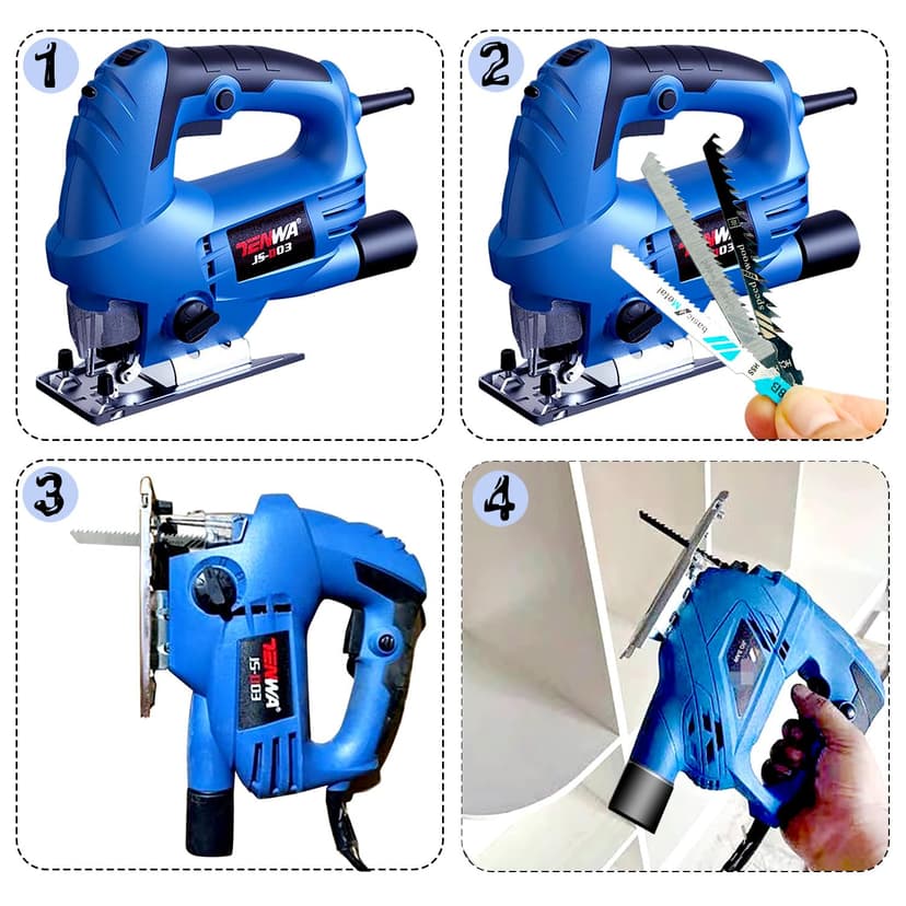 20 Pcs T Shank Jigsaw Blades, Jig Saw Blade Set, Multi-Purpose Jig Saw Blades for Wood, Pruning Plastic Metal Cutting Made with HCS/HSS, Jigsaw Blade, for Most Jig Saw Models