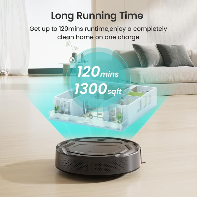 Lefant Robot Vacuum Cleaner Slim Quiet,2200Pa Powerful Suction,120 Mins Runtime,6 Cleaning Modes,Wi-Fi/App/Alexa,Self-Charging Pet Hair Robotic Vacuum Ideal for Hard Floor,Low-Pile Carpet,M210 Pro