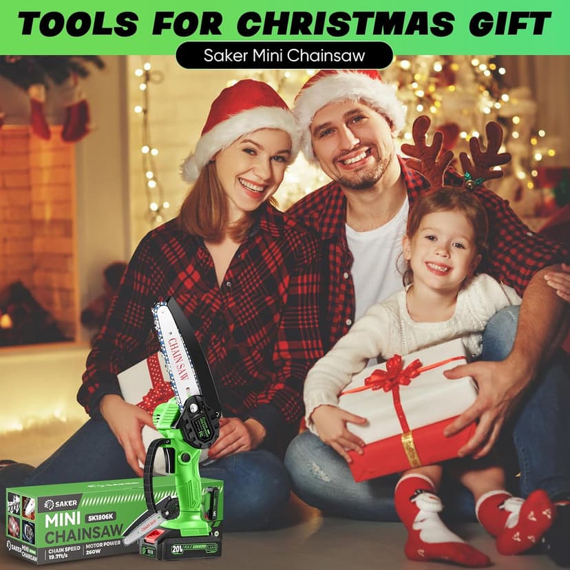 Saker Mini Chainsaw|6 Inch Chainsaw[2025 Upgraded]|Mini Cordless Electric Chain Saw|Small Handheld Portable Chainsaw Battery Powered Chain Saw for Tree Trimmer and Garden,Christmas Gifts for Men Women