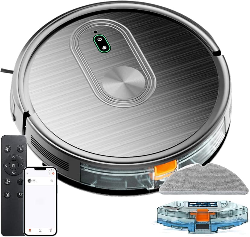 Robot Vacuum and Mop, 3-in-1 Robotic Vacuums Cleaner with Max Strong 3200Pa Suction, WiFi/App/Alexa Voice Control, Obstacle Avoidance, for Pet Hair, Carpets and More