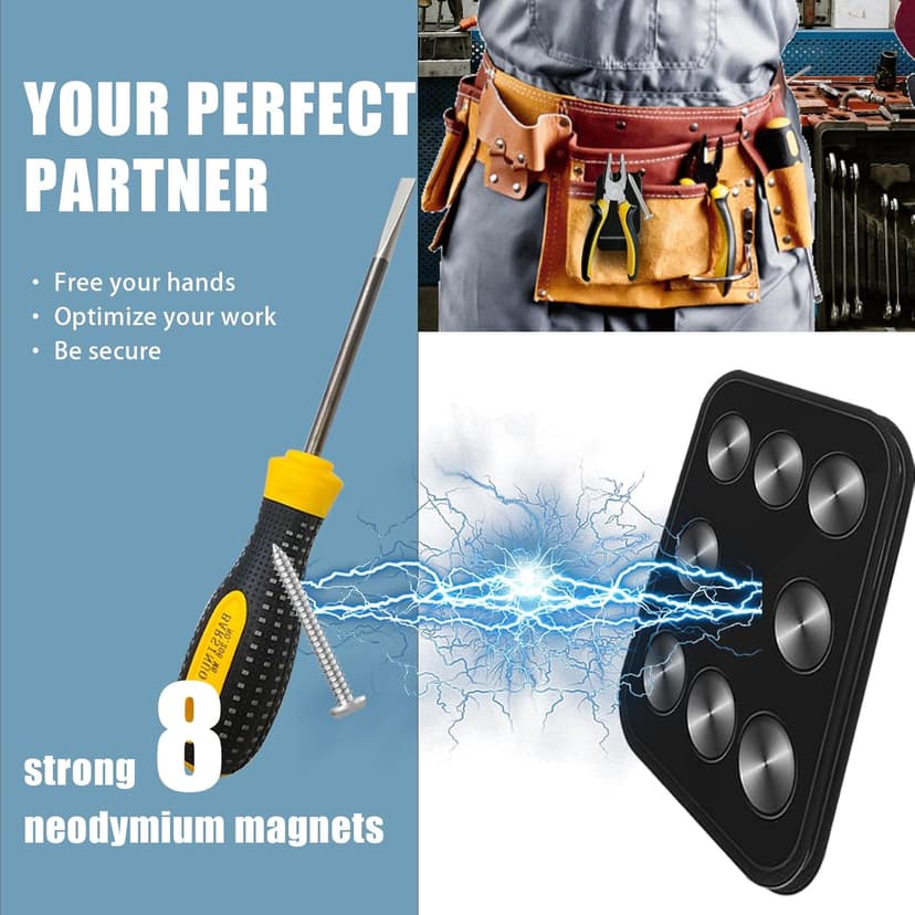 Magnetic Tool Holder Super Strong Tool Holster, Magnet Belt Clip Neodymium Magnet Leather Sleeve for Screws, Hammers, Sockets, Pliers, Drills, Wrenches Magnetic Tools and Hardware 2 Pcs