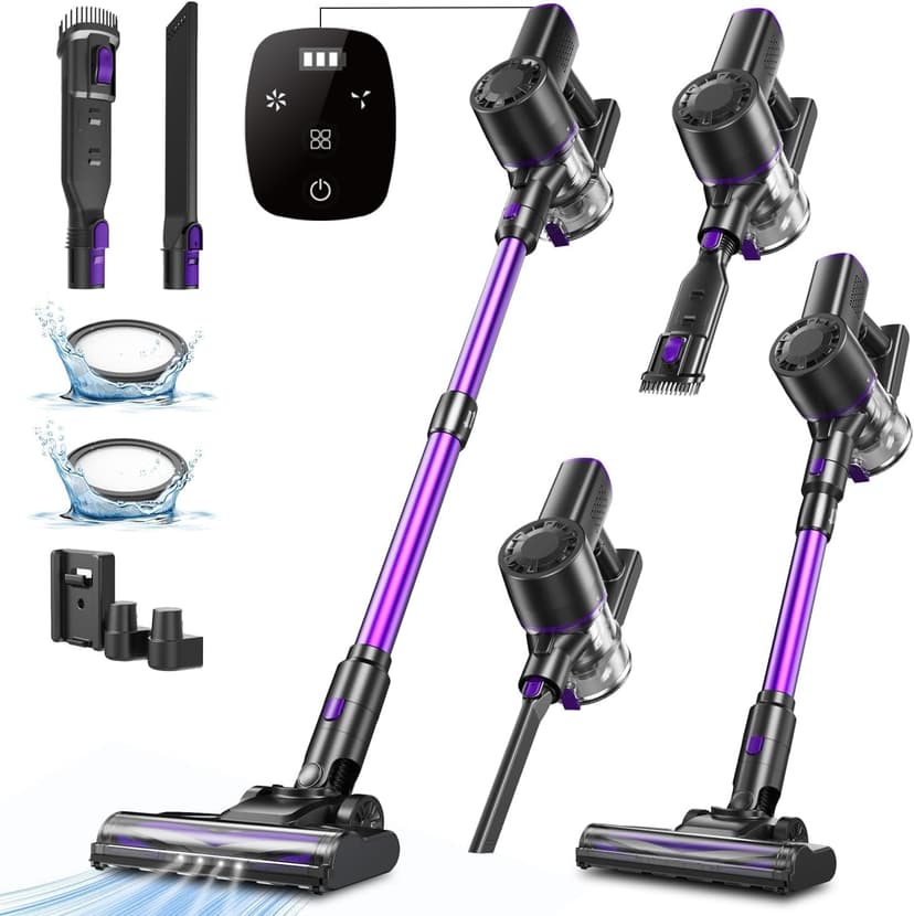V8PRO Cordless Vacuum Cleaner for Home - 25Kpa Stick Vacuum with Self Standing Design, Max 35Min Runtime, 6 in 1 Lightweight Vacuum for Hardwood Floors and Carpet Pet Hair Car (Purple)