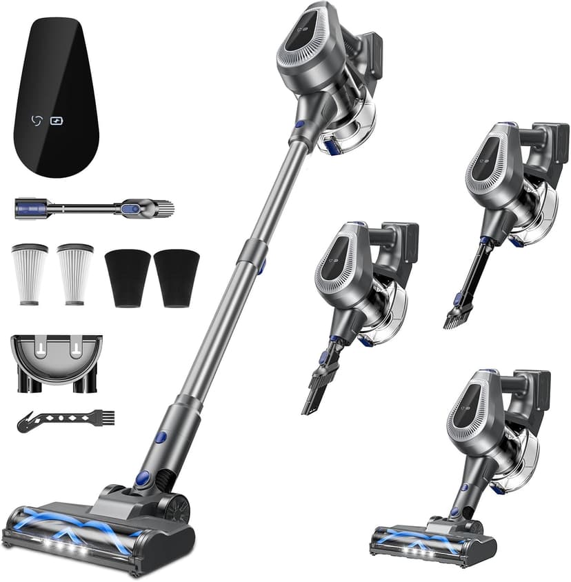 Cordless Vacuum Cleaner, Stick Vacuum Cleaners with 150AW Powerful Suction, Tangle-Free Tech for Home with LED Display for Carpet Hardwood Floor Pet Hair Car Cleaning