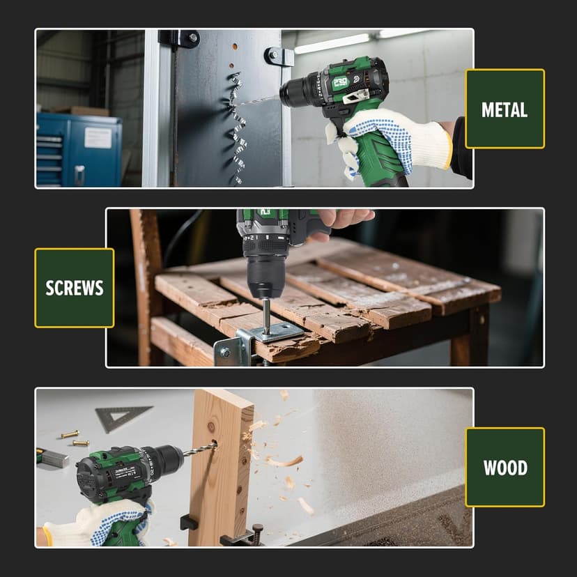 Prostormer Cordless Drill and Impact Driver Set, 17V Brushless Power Tool Kit Included 3/8” Drill & 1/4” Impact Driver with 2 Batteries, Charger, 23pcs Bits and Tool Case