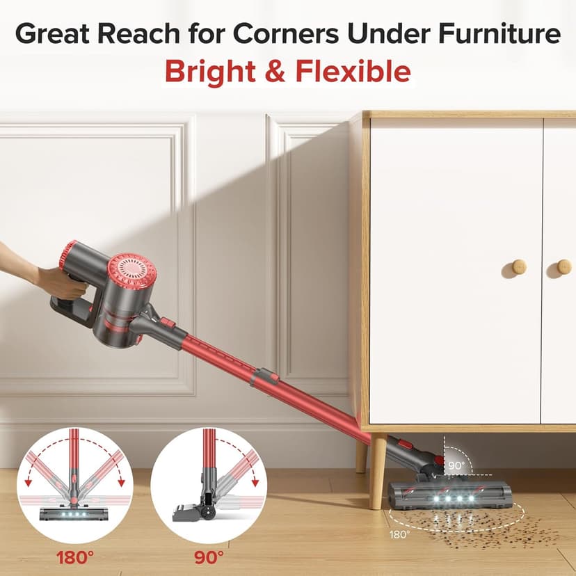 Cordless Vacuum Cleaner with Self-Standing, Powerful Stick Vacuum Cleaners for Home, 8-in-1 Lightweight Rechargeable Vacuum, 7-Layer Filtration,Ideal for Carpet, Pet Hair, Hardwood Floors