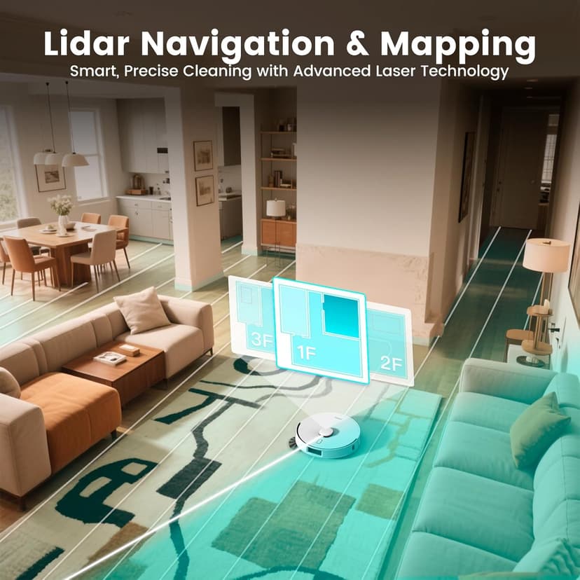 AIRROBO T30+ Robot Vacuum and Mop, 60-Day Self-Emptying, Proactive Intelligence Obstacle Avoidance, Carpet Detection, Tangle-Free Brush, 6000PA Suction, LDS Mapping, APP ＆ Voice Control