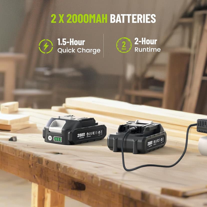 Impact Driver: 21V 1/4" Hex Cordless Impact Driver, 230N.m (2,035in-lbs) Brushless Impact Driver Drill Set, 20Psc Screwdriver Bits, 2.0 Ah Battery, Variable Speed for DIY and Automotive