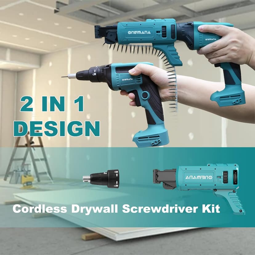 20V MAX Brushless Cordless Drywall Screw Gun 4200RPM Auto-Feed Screwdriver with Depth Adjustment | Compatible with Collated Attachments & LED Light (Tool Only)
