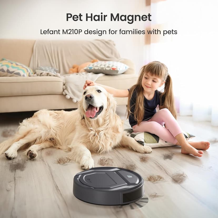 Lefant M210 Pro Robot Vacuum, Slim & Quiet, 3 Adjustable Suction Levels, 120 Min Runtime, Freemove 3.0, WiFi/App/Alexa, 6 Modes for Pet Hair, Hard Floors & Low Carpets, Self-Charging, Gray