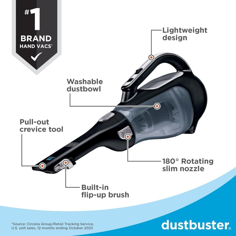 BLACK+DECKER dustbuster 20V Cordless Handheld Vacuum, Powerful Suction, Home and Car Vacuum (BDH2000L)