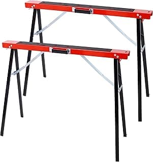 2 Pack Saw Horses, Rectangular Folding Sawhorse, Workhorse Saw Horses 2 Pack Folding Heavy Duty Sawhorse Table Heavy Duty Saw Horse Portable Work Horse for Woodworking