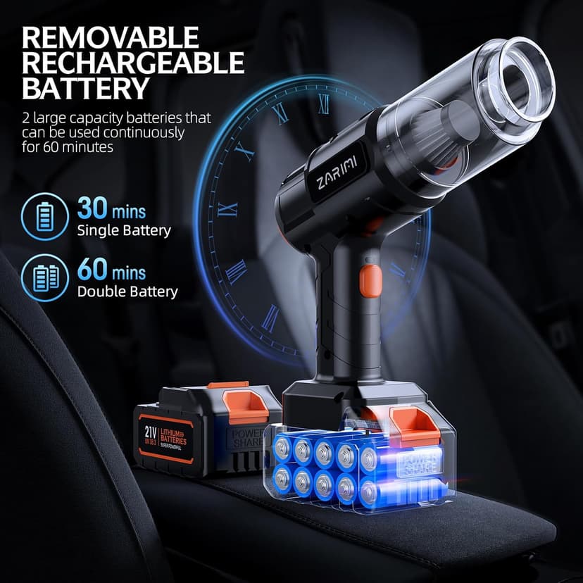 Car Vacuum Portable Cordless, 50,000Pa High Power Dust Buster, 6-in-1 Handheld Vacuum Cleaners for Home, Car, Pet Hair, Keyboard, Black