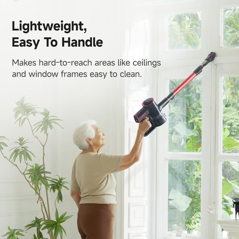 uwant Cordless Vacuum Cleaner 35Kpa Powerful Suction Wide Green Headlight Vacuum Cleaner for Home Pet Hair Anti-Tangle HEPA Lightweight Handheld Vacuum for Carpet Hard Floors (Black)