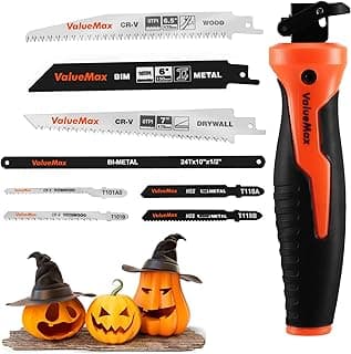 Valuemax 8-In-1 Multi-Blades Hand Saw, Quick-Change Mechanism Hacksaws with TPR Handle, CRV & Bimetal Blades, Drywall/Jab Saw, Handsaws for Wood, Metal, Plastic and Plywood