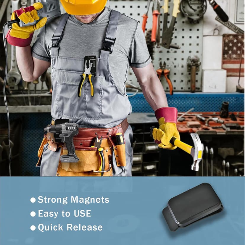 Magnetic Tool Holder Super Strong Tool Holster, Magnet Belt Clip Neodymium Magnet Leather Sleeve for Screws, Hammers, Sockets, Pliers, Drills, Wrenches Magnetic Tools and Hardware 2 Pcs