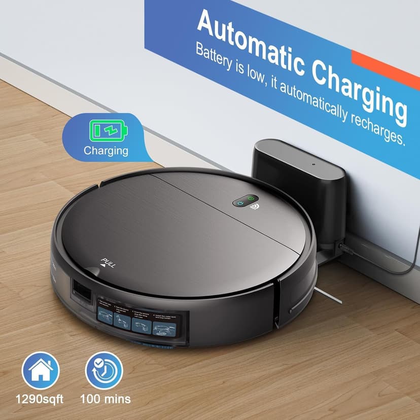 MAMNV Robot Vacuum and Mop Combo, WiFi/App, Robotic Vacuum Cleaner with Schedule, 2 in 1 Mopping Robot Vacuum with Watertank and Dustbin, Self-Charging, Slim, Ideal for Hard Floor, Pet Hair, Carpet